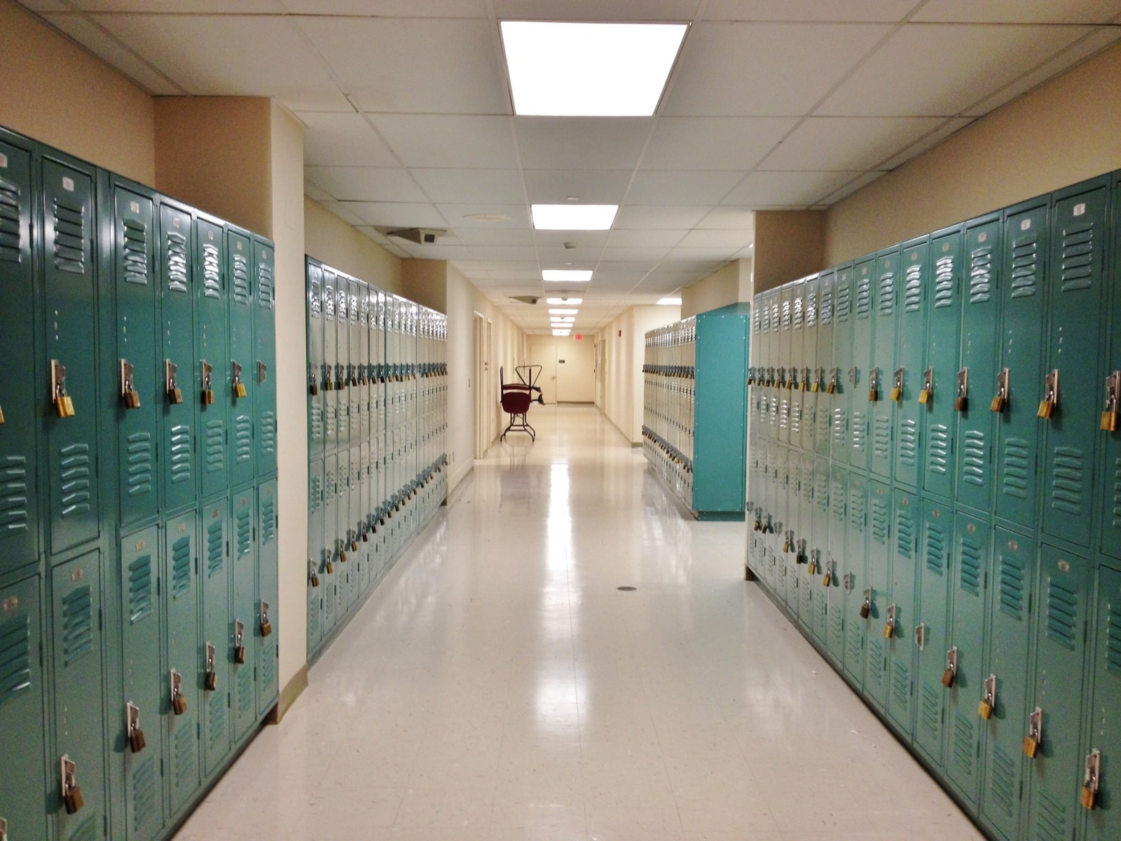 school lockers in hallway