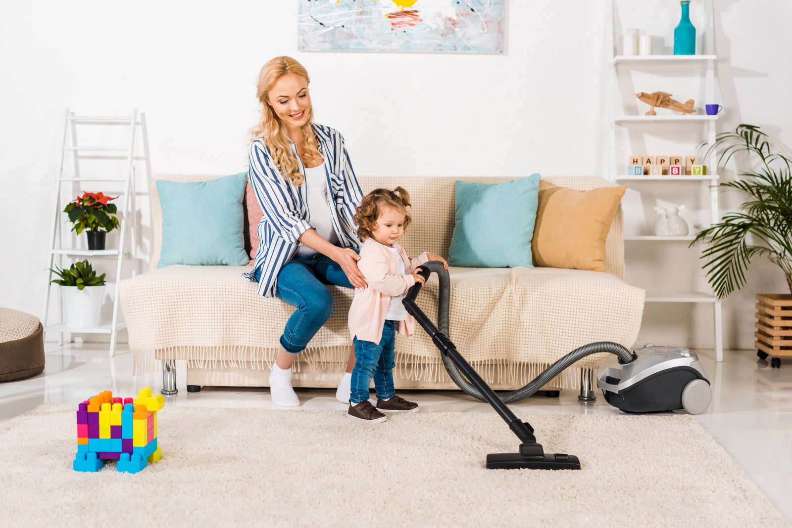 girl vacuuming